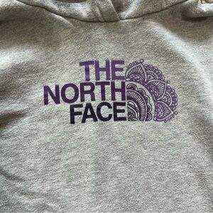 The North Face Hoodie Sz S Gray with Purple logo